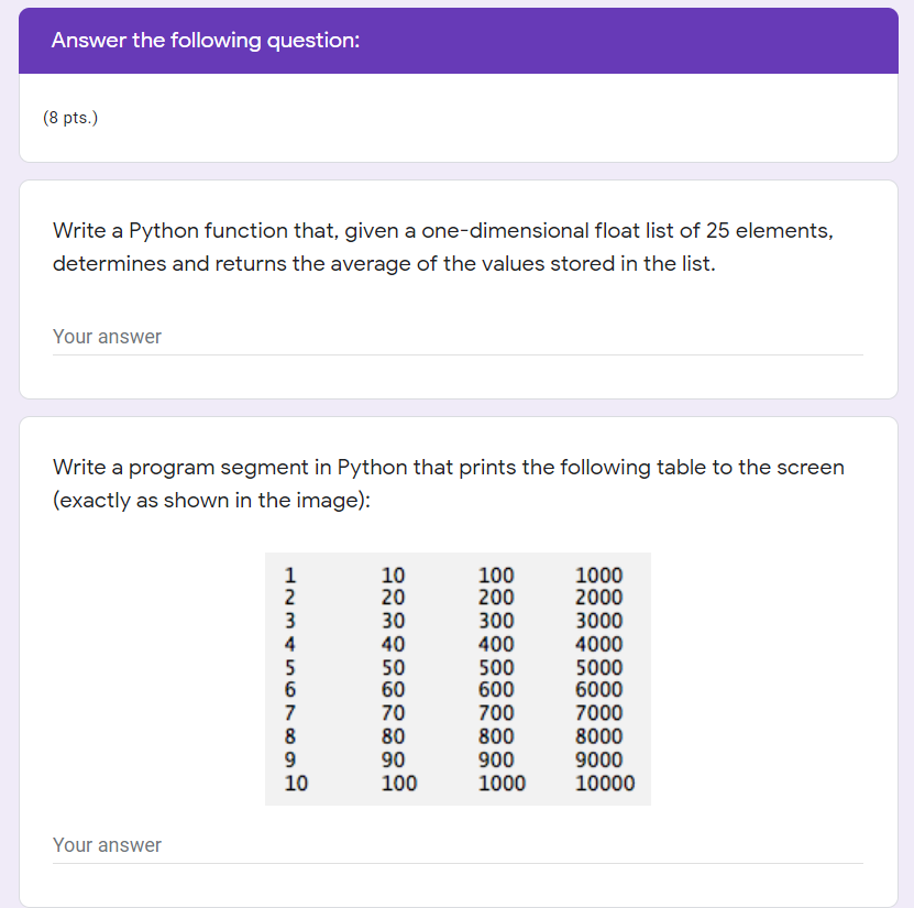 Solved The questions are based in Python. Please answer them | Chegg.com