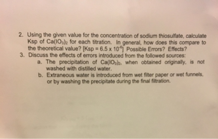 Hello i need help with my Post Lab Chem HW. I was | Chegg.com