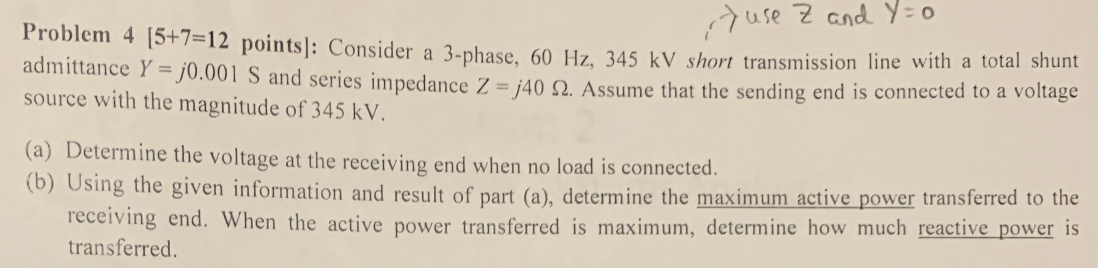 Solved y use Z and Y=o Problem 4 [5+7=12 points]: Consider a | Chegg.com