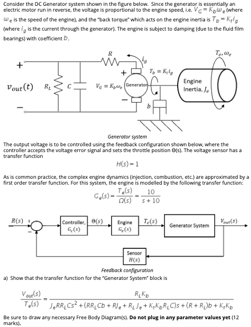 Consider the DC Generator system shown in the figure