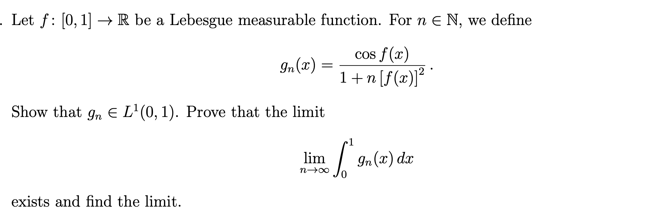 Solved Let f:[0,1]→R be a Lebesgue measurable function. For | Chegg.com