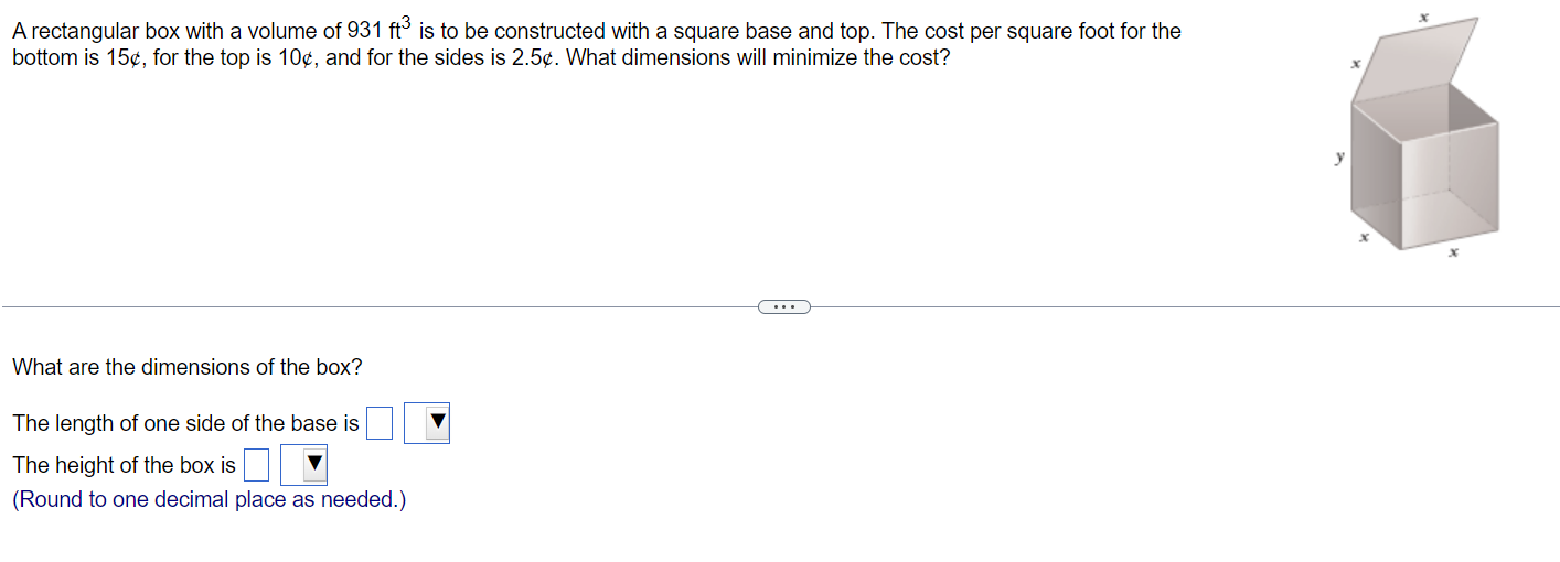 Solved A rectangular box with a volume of 931ft3 is to be | Chegg.com