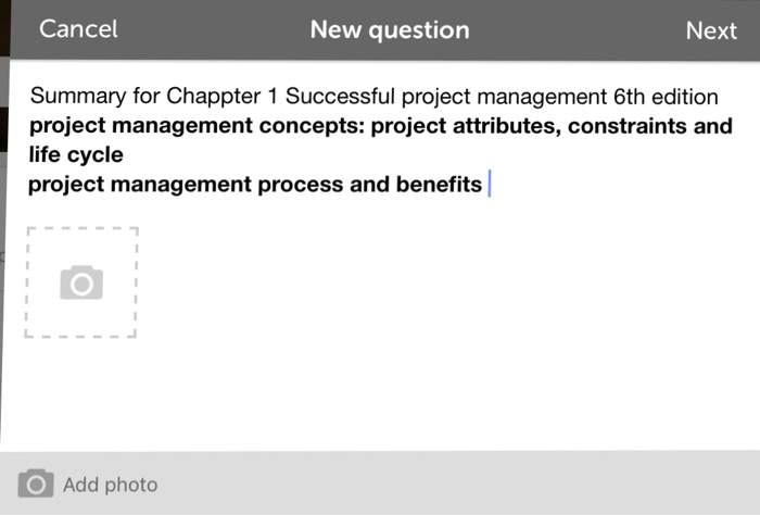 Solved Summary for Chapter 1 Successful project management | Chegg.com