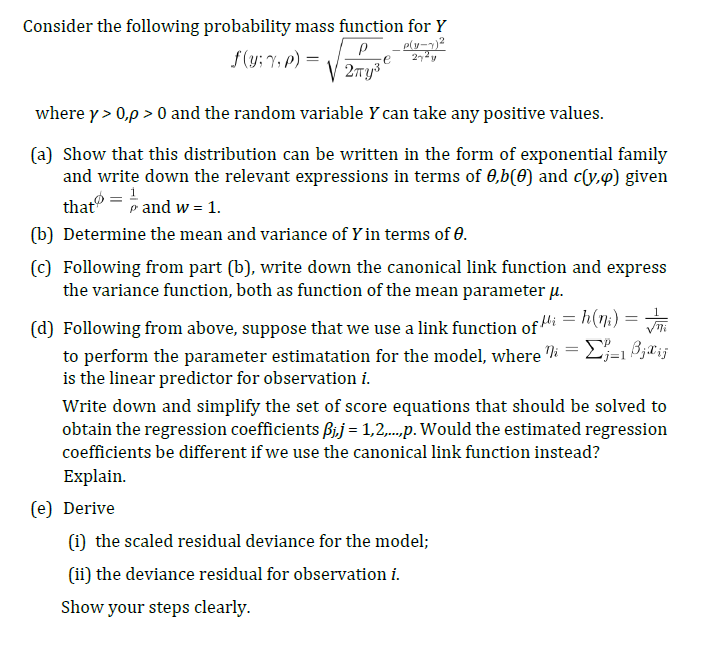 Solved Consider The Following Probability Mass Function For | Chegg.com