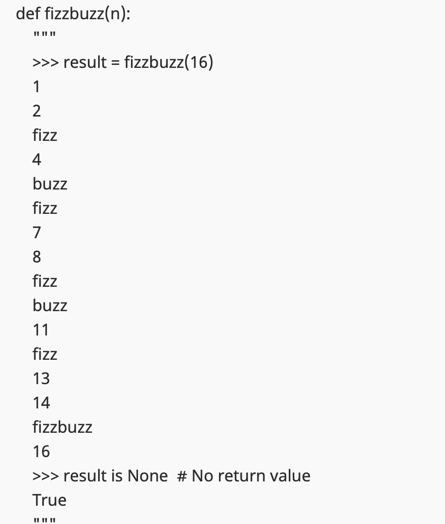 Solved def fizzbuzz(n): """ >> result = fizzbuzz(16) 1 2 | Chegg.com