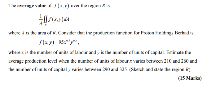 Solved The Average Value Of F X Y Over The Region Ris Al Chegg Com