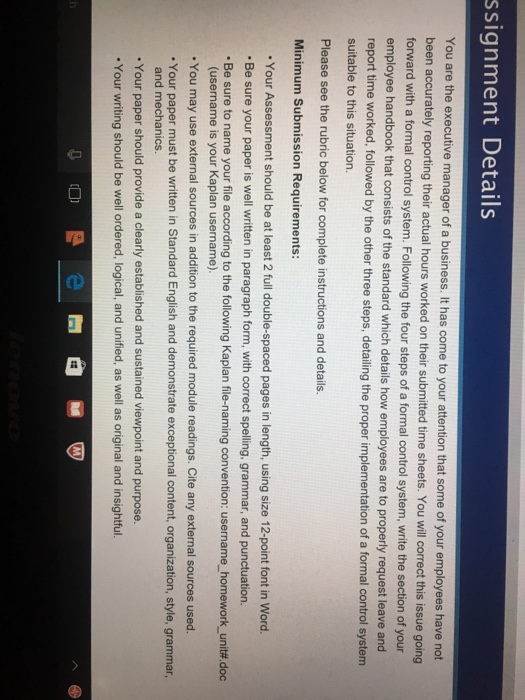 Solved You Are The Executive Manager Of A Business It Has Chegg
