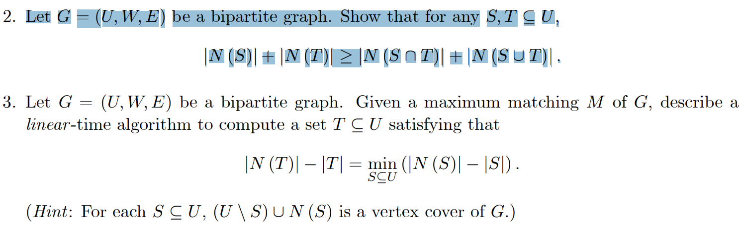 Solved Let G U W E Be A Bipartite Graph Show That Chegg Com