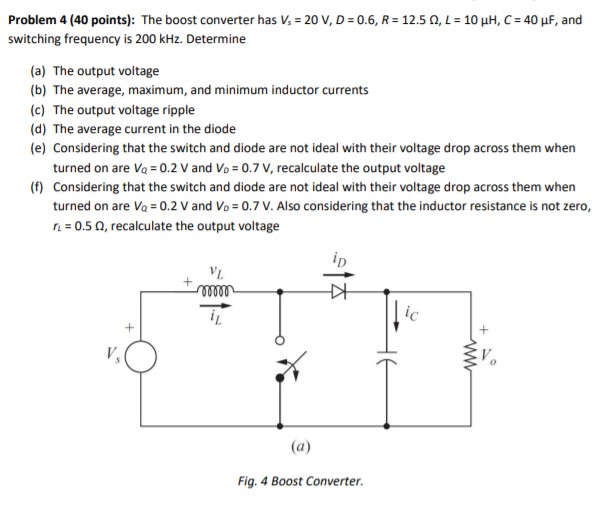 Solved The Boost Converter Has Vs V D 0 6 R 12 Chegg Com