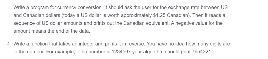 Solved 1 Write a program for currency conversion. It should | Chegg.com