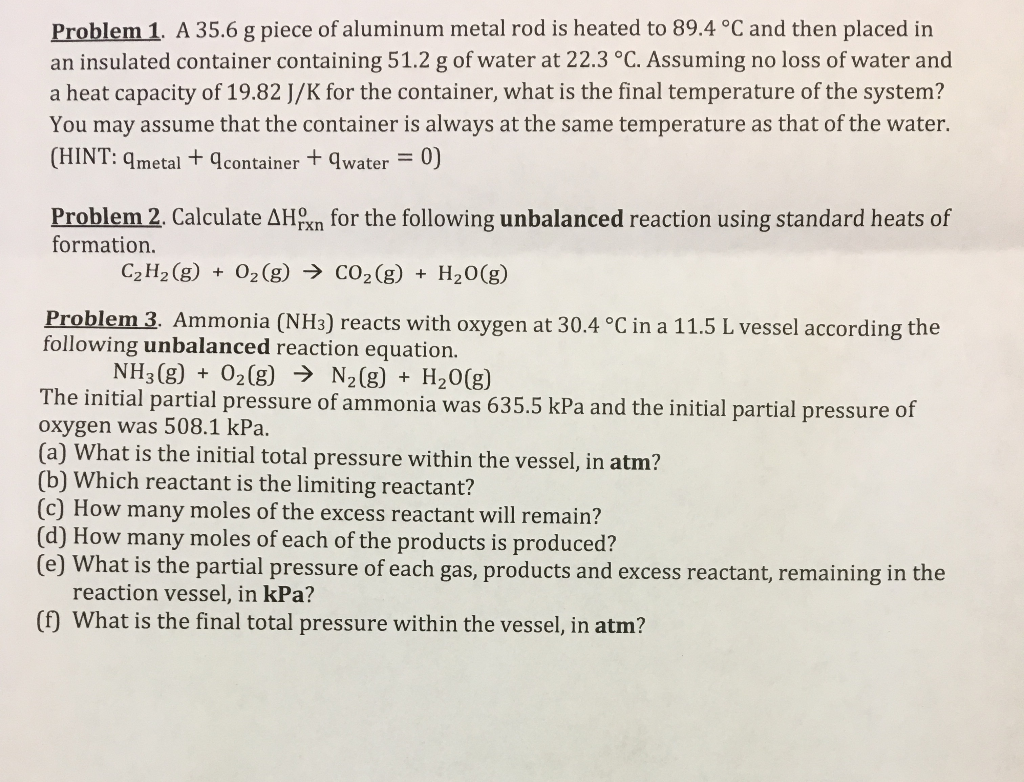 Solved Problem 1. A 35.6 g piece of aluminum metal rod is