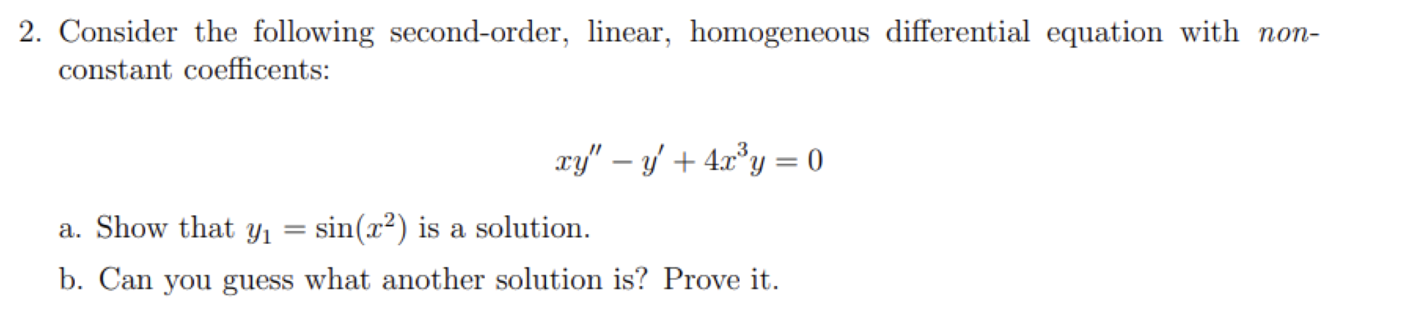 Solved Consider The Following Second-order, Linear, | Chegg.com