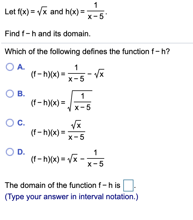 Solved Let F X Vx And H X 5 Find F H And Its Domai Chegg Com