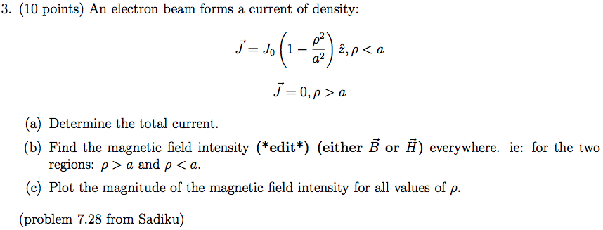 Solved 3. (10 points) An electron beam forms a current of | Chegg.com