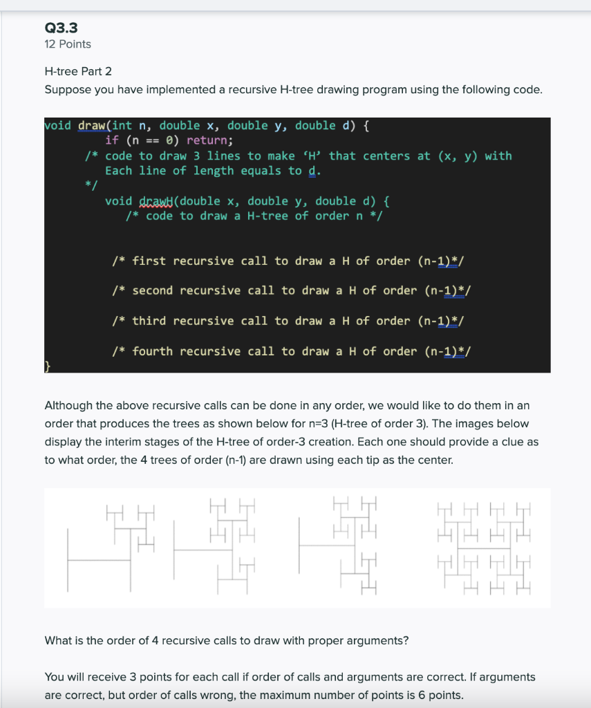 Solved Q3.3 12 Points H-tree Part 2 Suppose you have | Chegg.com