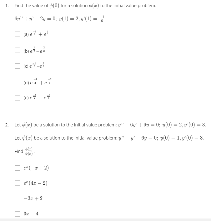 Solved 1. Find the value of 0 (0) for a solution o(x) to the | Chegg.com