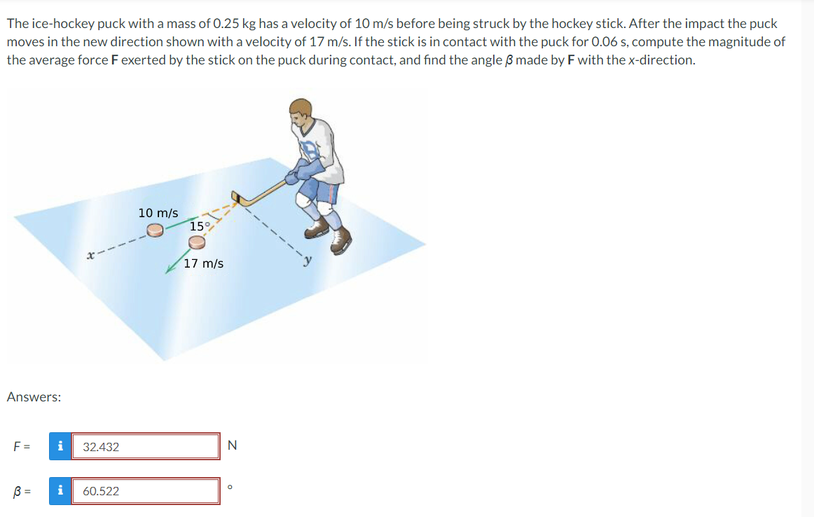 Solved The icehockey puck with a mass of 0.25 kg has a