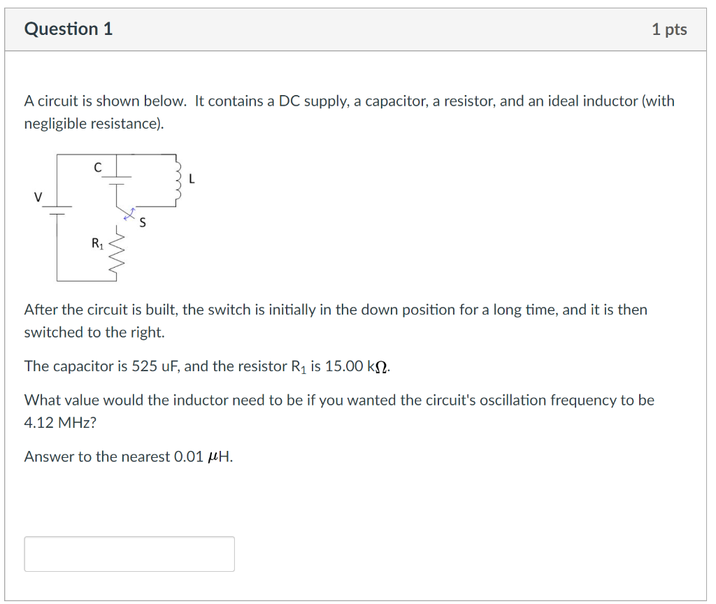 Solved Question 1 1 pts A circuit is shown below. It | Chegg.com
