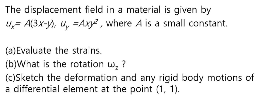 Solved The displacement field in a material is given by | Chegg.com