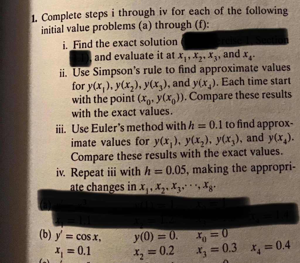 1. Complete steps i through iv for each of the | Chegg.com