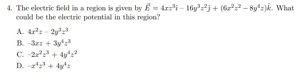 Solved The electric field in a region is given by (vector)E | Chegg.com