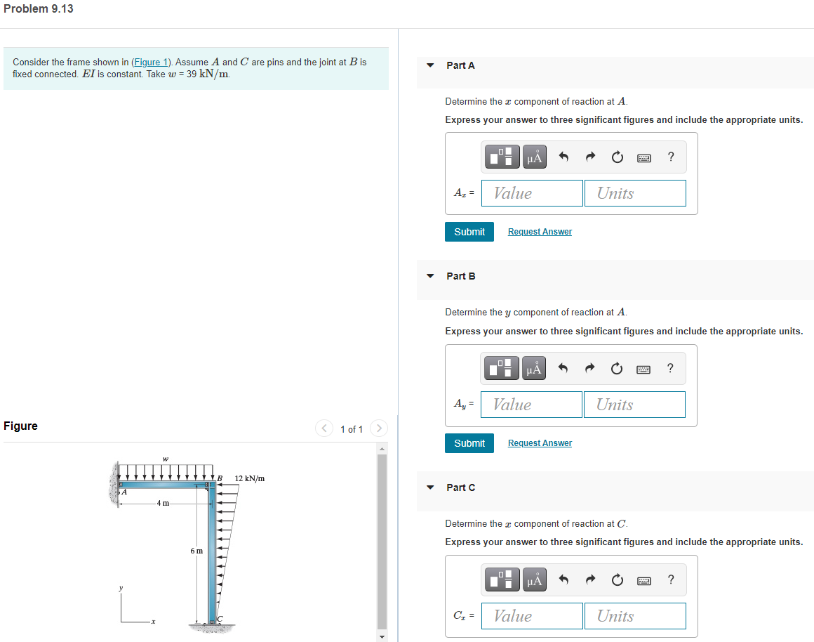 Solved Problem 9.13 Consider the frame shown in (Figure 1). | Chegg.com