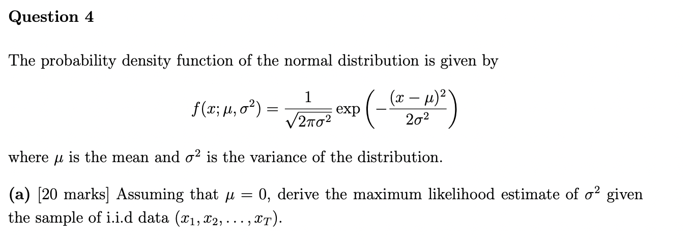 Solved The probability density function of the normal | Chegg.com