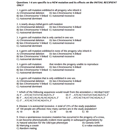 Solved Questions 1-6 are specific to a NEW mutation and its | Chegg.com