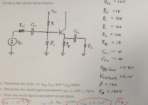 Solved Given is the circuit shown below: Determine the | Chegg.com