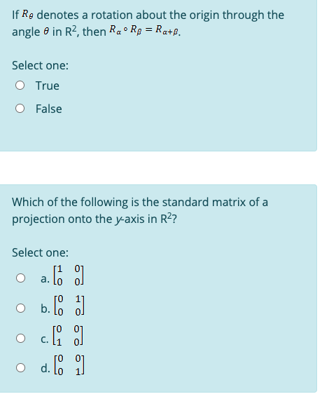 Solved If Re Denotes A Rotation About The Origin Through Chegg Com