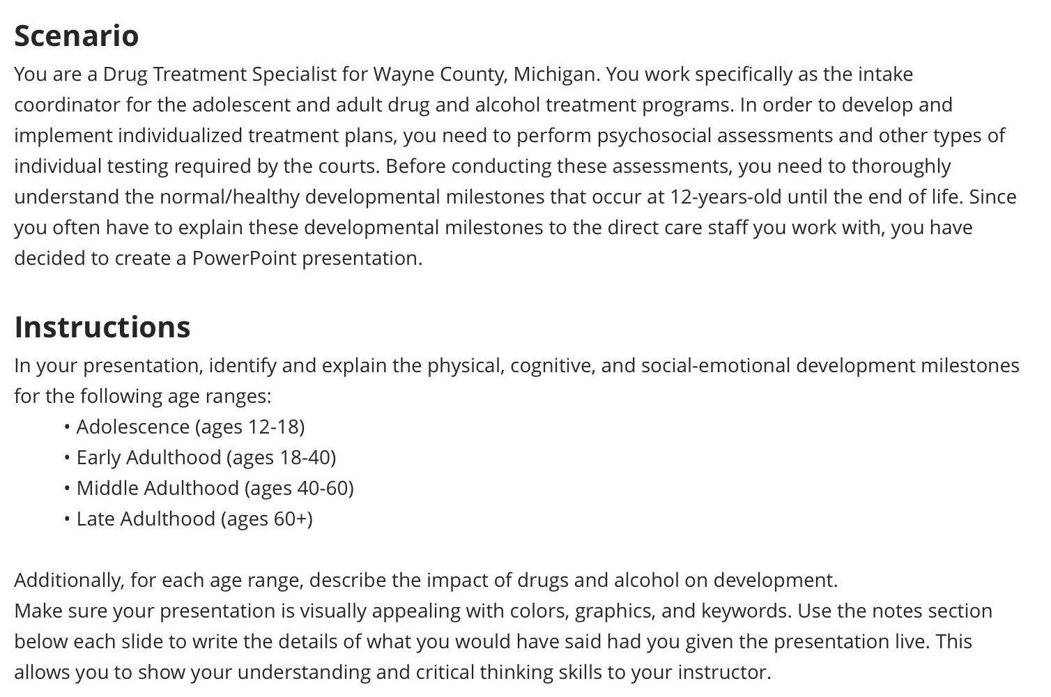 Solved Scenario You are a Drug Treatment Specialist for