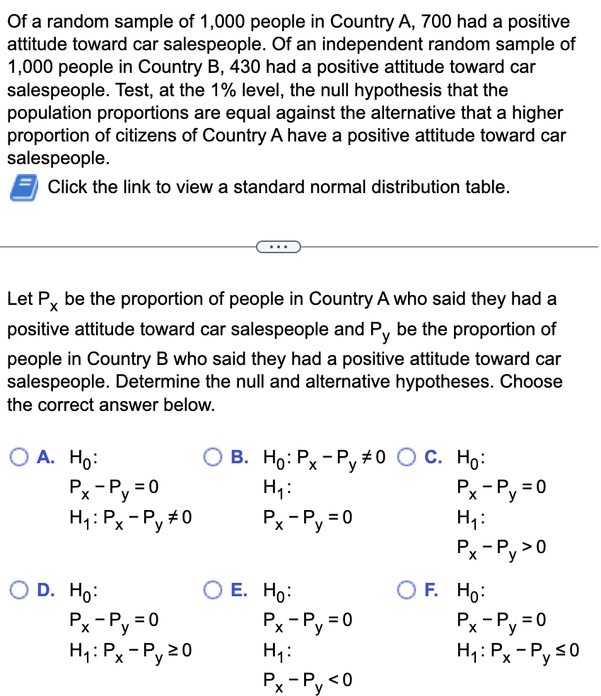 Solved Of a random sample of 1,000 people in Country A, 700 | Chegg.com