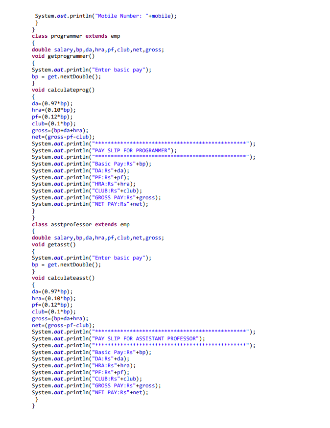 Solved Aim: To develop a java application to generate pay | Chegg.com