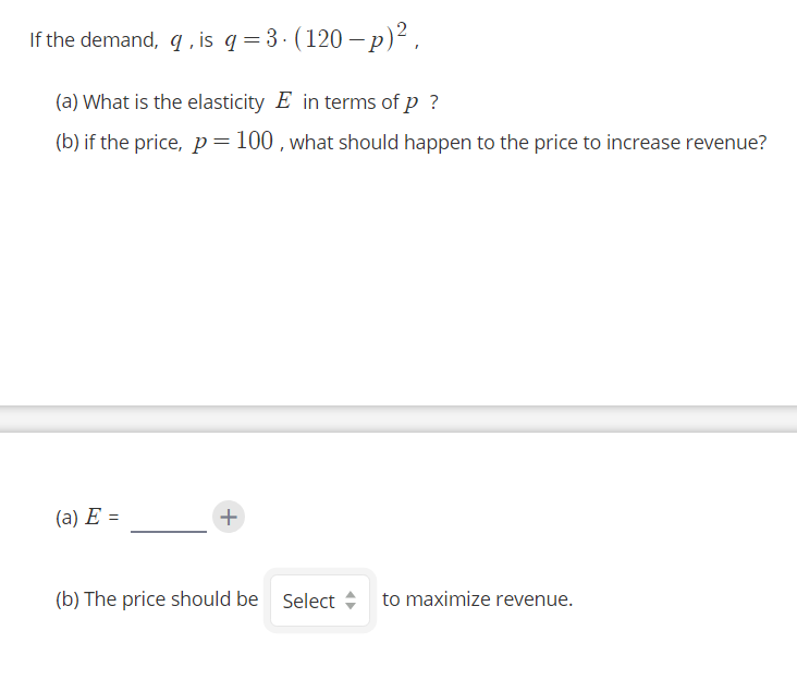 Solved If The Demand Q Is Q 3 1 P 2 A What I Chegg Com