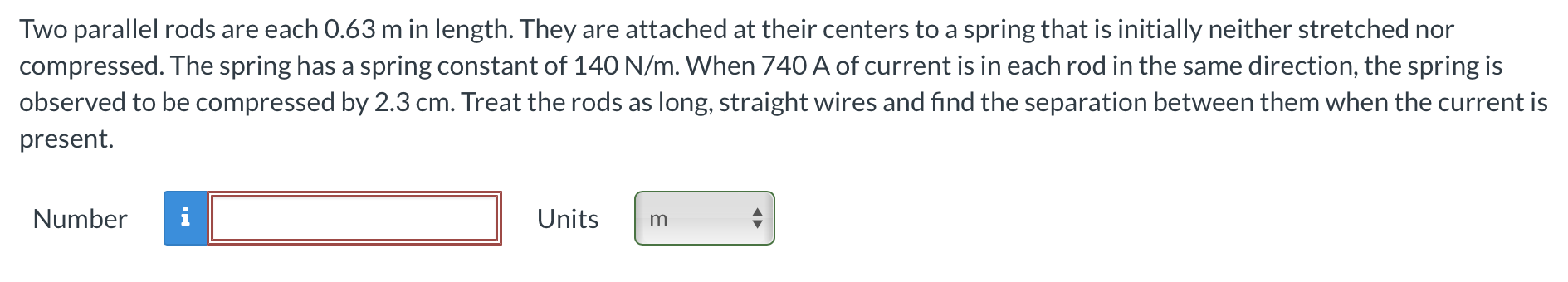 Solved Two parallel rods are each 0.63 m in length. They are | Chegg.com