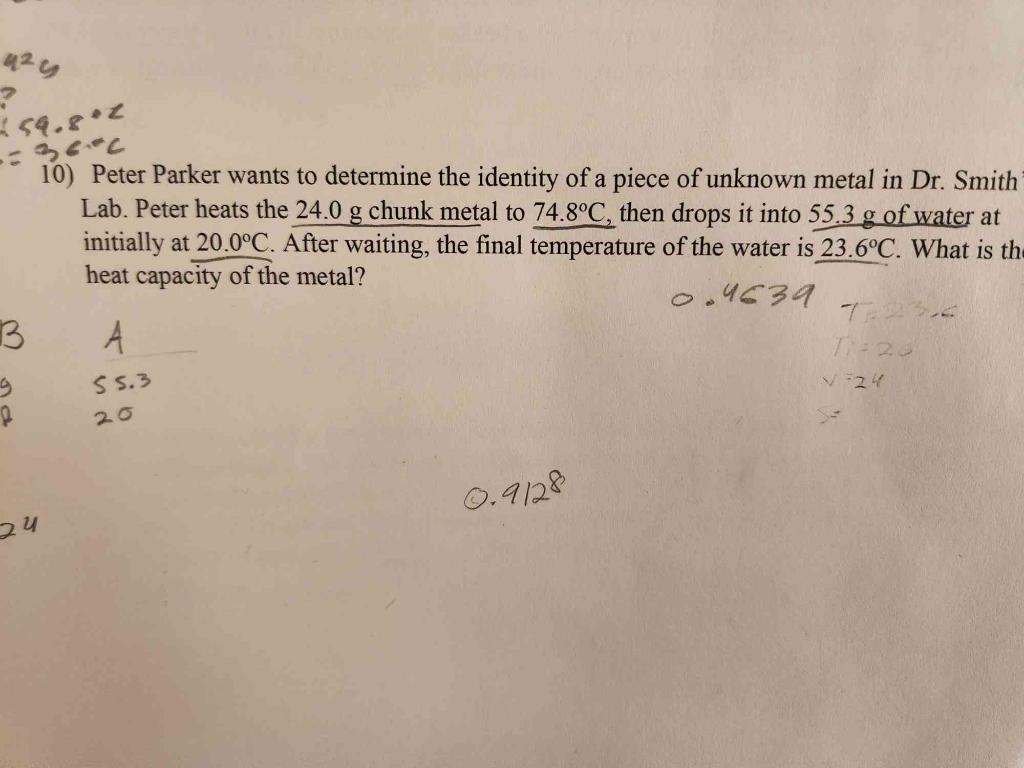 [Solved] 10) Peter Parker wants to determine the identity