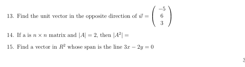 Solved 13. Find the unit vector in the opposite direction of | Chegg.com