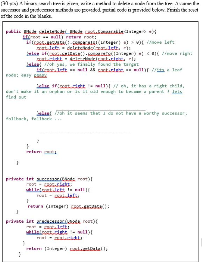 Solved (30 pts) A binary search tree is given, write a | Chegg.com