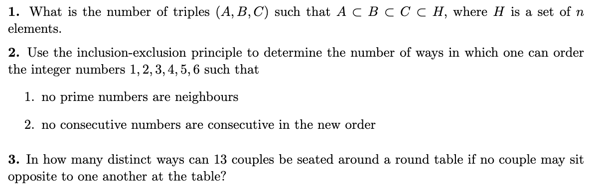 1. What is the number of triples (A, B, C) such that | Chegg.com