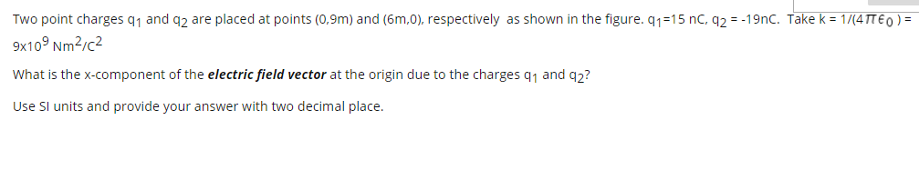 Solved Two point charges 91 and 92 are placed at points | Chegg.com