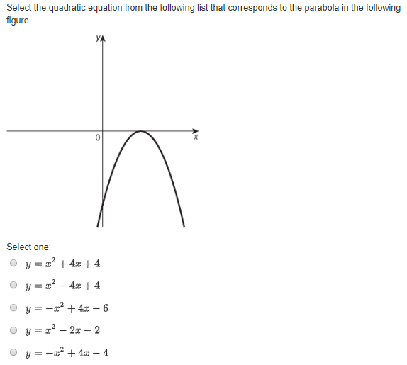Select The Quadratic Equation From The Following List Chegg Com