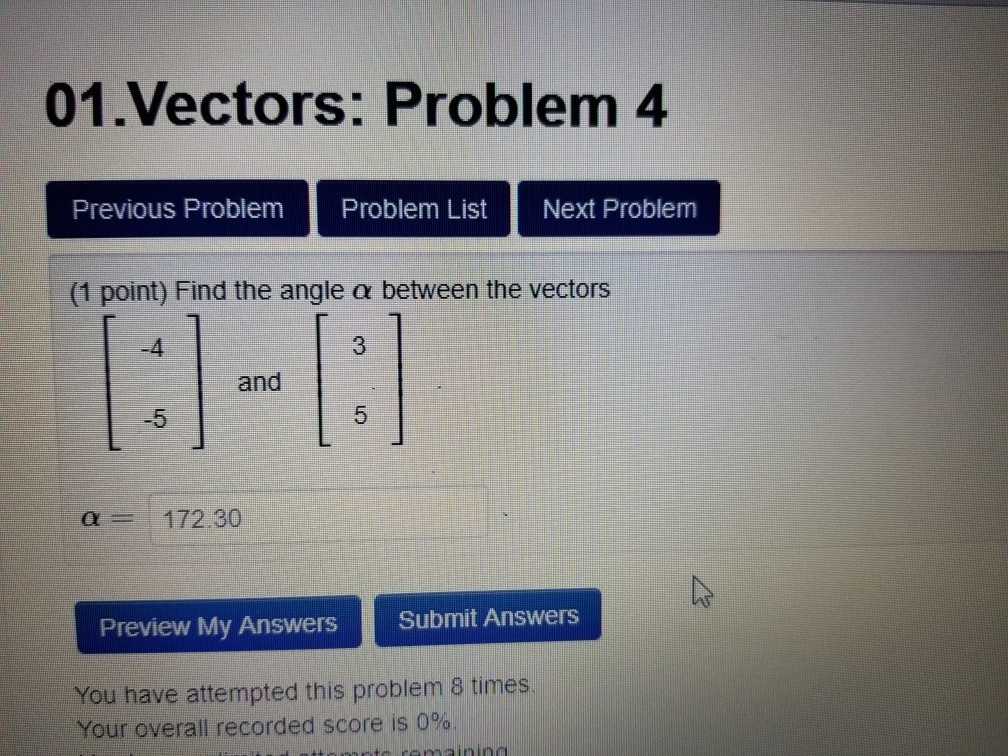 Solved 01.Vectors: Problem 4 Previous Problem Problem List | Chegg.com