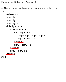 pseudocode debugging exercise