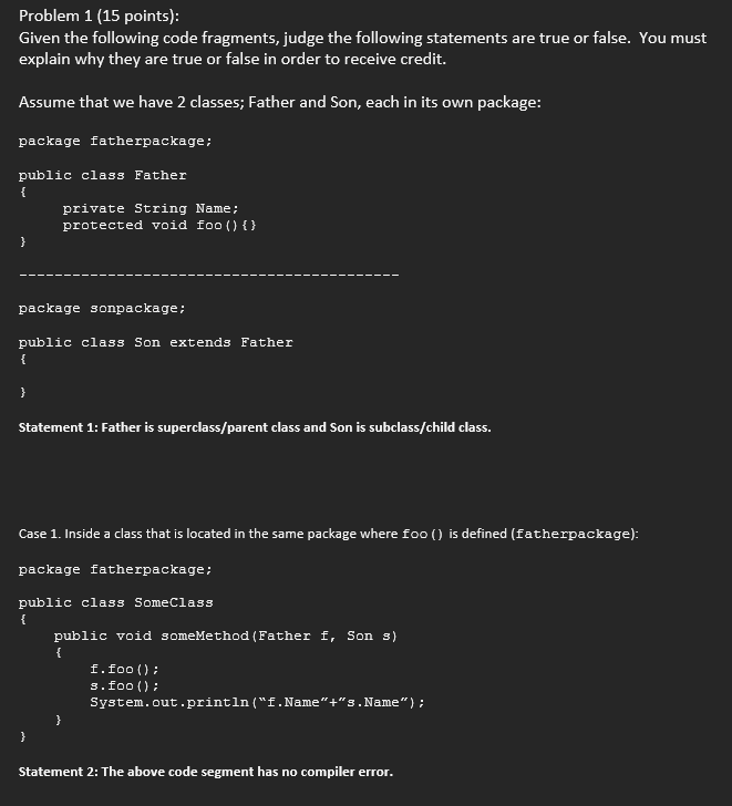 Solved Problem 1 (15 points): Given the following code | Chegg.com