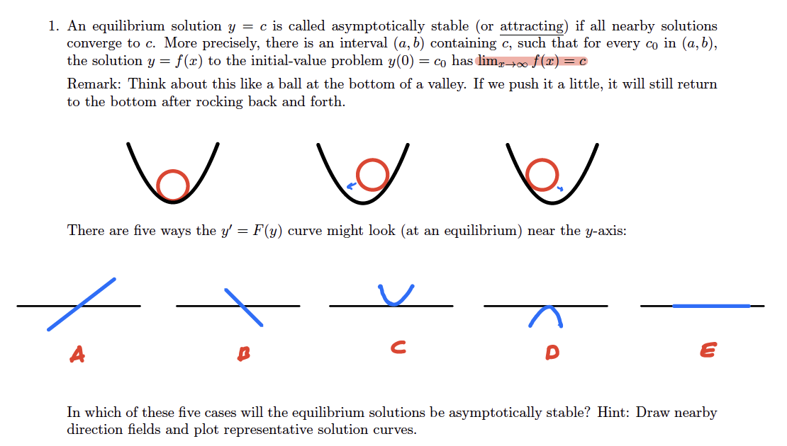 1. An equilibrium solution y=c is called | Chegg.com