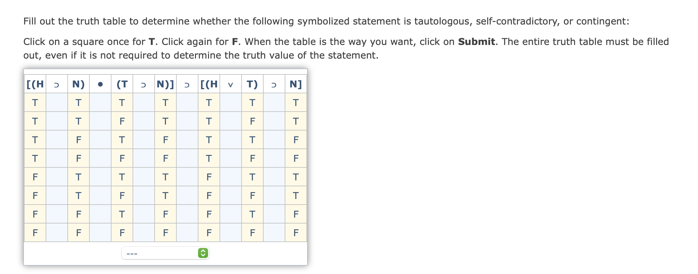 Solved Fill out the truth table to determine whether the | Chegg.com