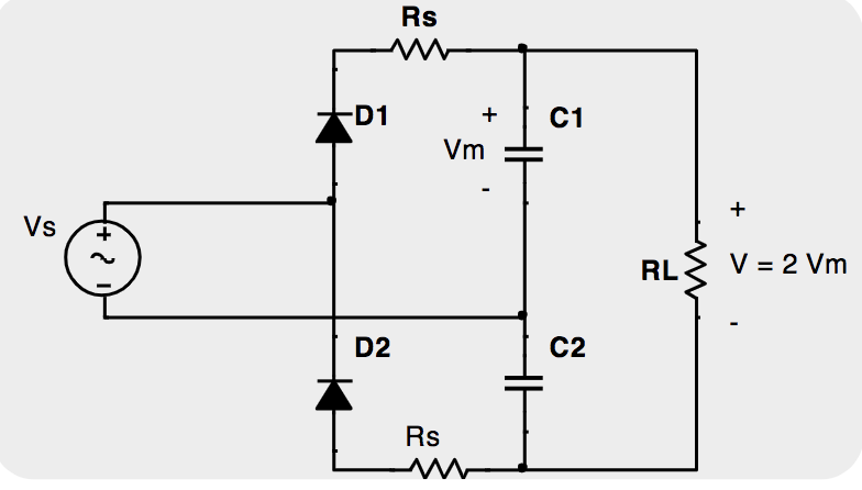 conventional voltage doubler circuit The circuit | Chegg.com