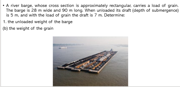 Solved A River Barge, Whose Cross Section Is Approximately | Chegg.com