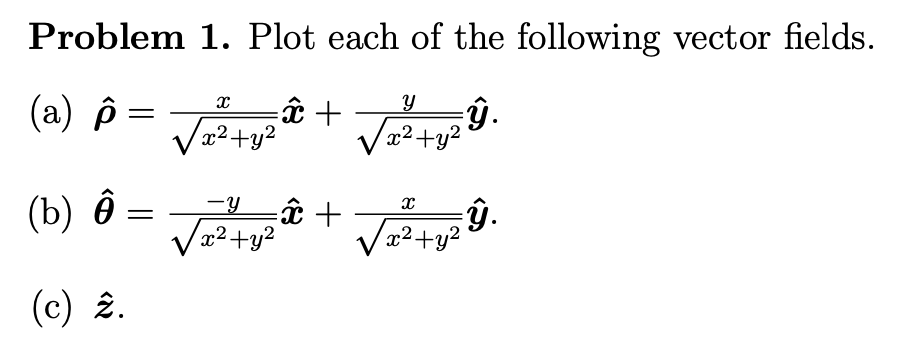 Problem 1 Plot Each Of The Following Vector Field Chegg Com