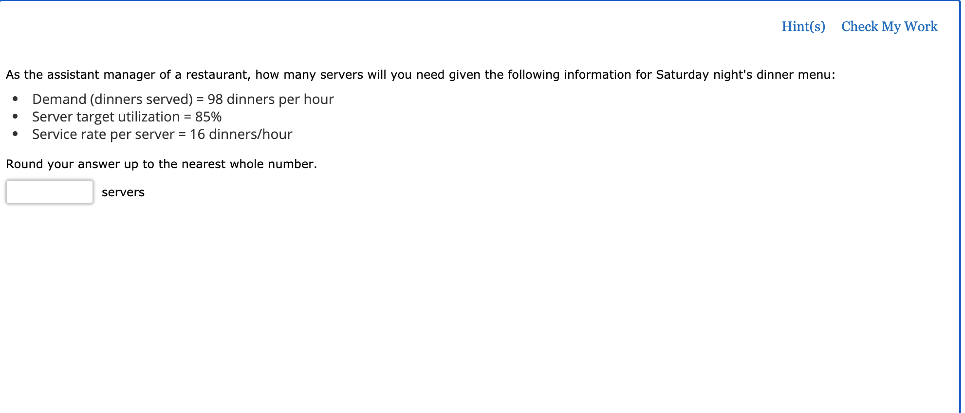 Solved Hint(s) Check My Work As the assistant manager of a | Chegg.com